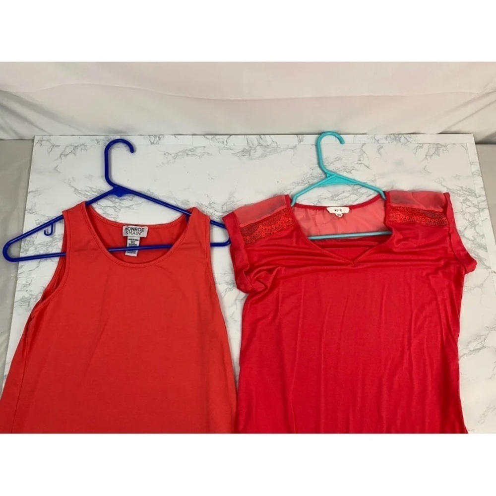 MONROE & MAIN Lacey Tunic Mine Crochet Top Womens S Lot of 2 Blouses Ora…​​​